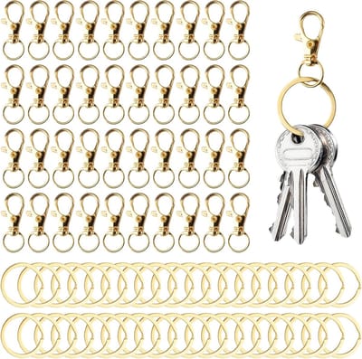 80 Stuks Carabiners met Sleutelhangers, Gouden Sleutels, Ideaal voor DIY Projecten en Handgemaakte Sieraden