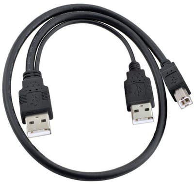 CY USB 2.0 Male Dual Port to Standard B Male Y Cable 80cm for Printer & Scanner and External Hard Drive - ShopVlot