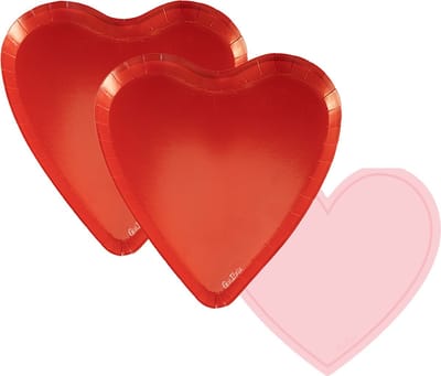 Givi Italia Feestbordjes/servetten set - 16-personen - Valentijn - rood/roze - hart vormig - papier/karton