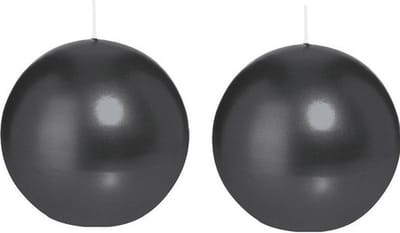 Trend Candles Bolkaars glad - 2x - zwart - 8 cm - 25 branduren - ronde kaarsen