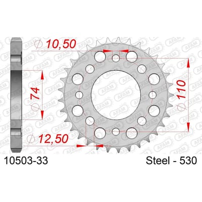 Stalen tandwiel Afam 530 33 dents