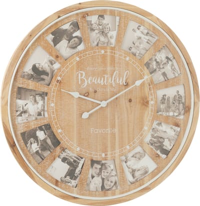 J-Line klok Foto Beautiful - hout - naturel - Ø 80 cm