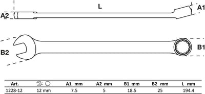 BGS Steekringratel extra lang SW 12 mm - 1228-12