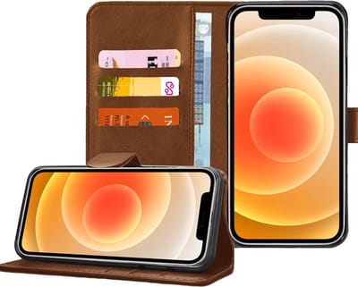 Geschikt voor iPhone 12 / 12 Pro - Bookcase Bruin - Portemonnee Hoesje