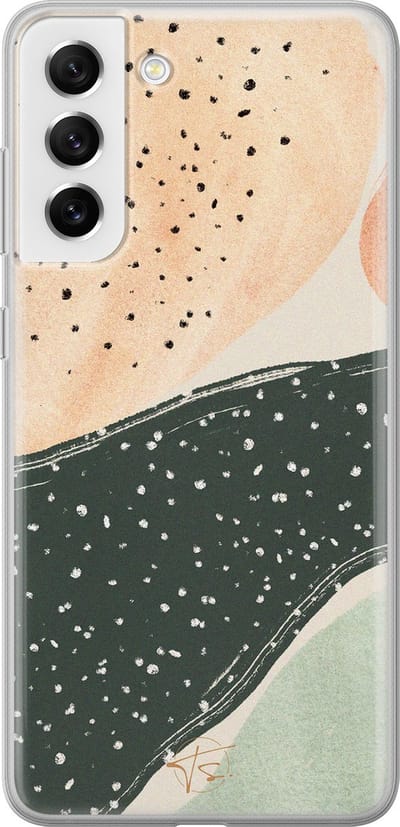 Hoesje geschikt voor Samsung Galaxy S21 FE - Abstract peach - Soft Case - TPU - Print - Multi - Mooie Telefoonhoesjes