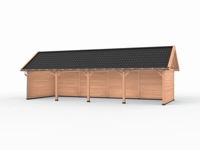 Douglas overkapping zadeldak, 1200 x 400, met achterwand en twee zijwanden, Westwood Ruiter Premium