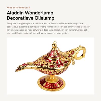 Dailygoods- Olielamp Goud Metaal - Decoratieve Lamp - 3D-reliëf - Golden Lace Red - Duurzaam - Gewicht 85G