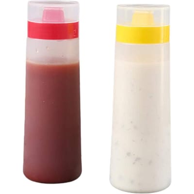 2 stuks Poreuze Knijpflesjes voor Saus Lekdichte Condimentcontainers met voor Ketchup Mosterd Olijf white