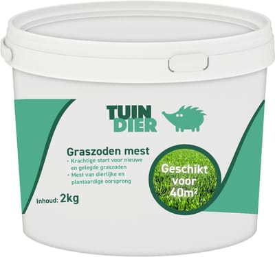 Graszoden mest | Graszoden voeding | 100% natuurlijk | In handige bewaaremmer | 2.000 gram | 2 kilogram | TUIN-DIER