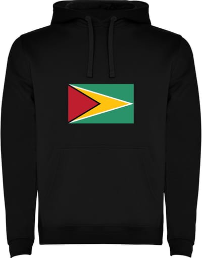 Zwarte Hoodie met Wereldse vlag land Guyana Full Color Maat M