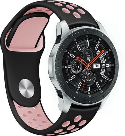 New Age Devi - Geschikt voor Samsung Galaxy Watch sportband in zwartroze voor 41mm42mm