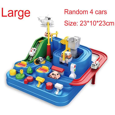 4 Auto's Racebaan Auto Figuur Educatief Speelgoed Auto Reddingsbaan Avontuur Spel Mechanisch Interactief Treinbaan Sets Speelgoed blue
