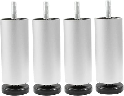 Set van 4 Verstelbare Meubelpoten 10cm Zilver - Aluminium Onderstel voor Bank, Kast of Bed