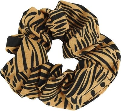 Haarsoires Haarelastiek Scrunchie – Zebraprint – Zwart Bruin - Haarkrinkel - Haar Elastiek met Stof - Zacht & Haarvriendelijk