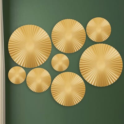 Moderne metalen muurdecoratieset - 8 stuks sunburst kunst voor thuis en kantoor