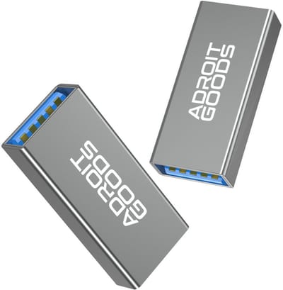 AdroitGoods USB 3.0 Adapter - Koppeling/Aansluiting Koppelstuk Verlenging - USB Female naar Female Adapter - Grijs