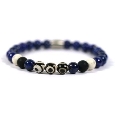 IbizaMen - Heren - armband - lapis lazuli - RVS - 21cm