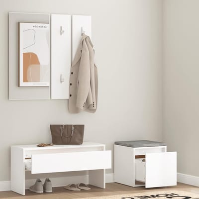 vidaXL - Garderobe - set - bewerkt - hout - wit