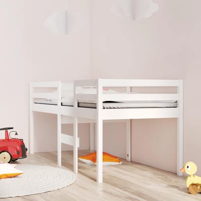 vidaXL - Hoogslaper - massief - grenenhout - wit - 90x200 - cm