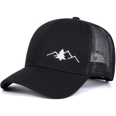 Unisex Bergbomen Borduurwerk Baseball Net Caps Lente En Zomer Buiten Verstelbaar Casual Hoeden Zonbescherming Hoed Sportpet black