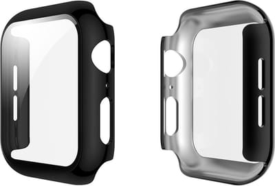 Eko, Hoesje geschikt voor Apple Watch 38mm - Full-body Bescherming met Tempered Glass, Transparant zwart