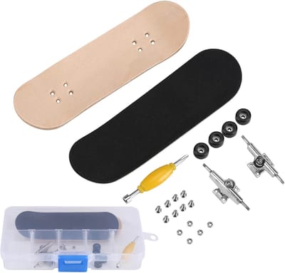 Vingerskateboards Compleet - Mini Skateboards - Stressverlichting - Esdoornhout Dek - 19 x 14 x 1 cm - Zwart