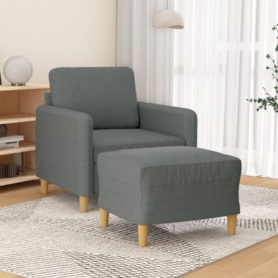 vidaXL - Fauteuil - met - voetenbank - 60 - cm - stof - donkergrijs
