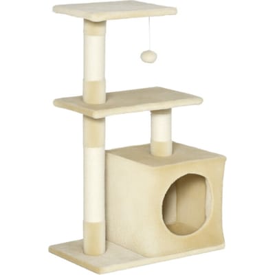 4goodz Krabpaal met sisal krabpaal met zacht pluche kattenspeeltje 50 x 30 x 81,5 cm