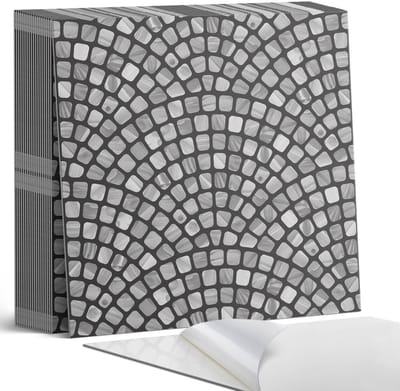 Coloray Plaktegels - Mozaïekpatroonontwerp Zelfklevende Tegels - 20 cm x 20 cm - Zwart en wit Plaktegels - 20 stuks - Vierkant PVC Tegels - Plaktegels Badkamer - Plaktegels Vloer - Vinyl Tegels - Wandtegel Zelfklevend