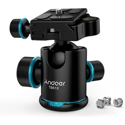 Andoer TB81X rotule de trépied rotule panoramique rotative à 360 degrés pour trépied monopode curseur appareil photo reflex numérique black