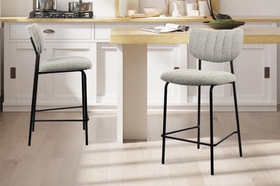 Barkruk Georgi | 46 X 53 X 97 Cm | Grijs - Rousseau - Barstoel - Grijs - Stof - Set Van 2