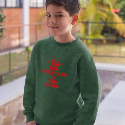 Foute Kersttrui Groen Kind - All I Want For Christmas Is Food Red (3-4 jaar - MAAT 98/104) - Kerstkleding voor jongens & meisjes
