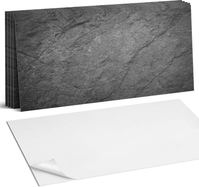 Coloray Plaktegels - Natuursteen textuur Wandtegel Zelfklevend - 60 cm x 30 cm - Grijs Plaktegels - 6 stuks - Rechthoek PVC Tegels - Plaktegels Keuken - Zelfklevende Vloertegels Badkamer - Vinyltegels Vloer Zelfklevend - Zelfklevende Wandtegels