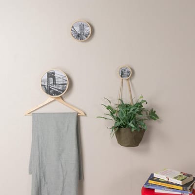 Wand Kapstok Met Magnetische Fotolijst, Maat L, Afmeting: D20xH20 cm, Naturel