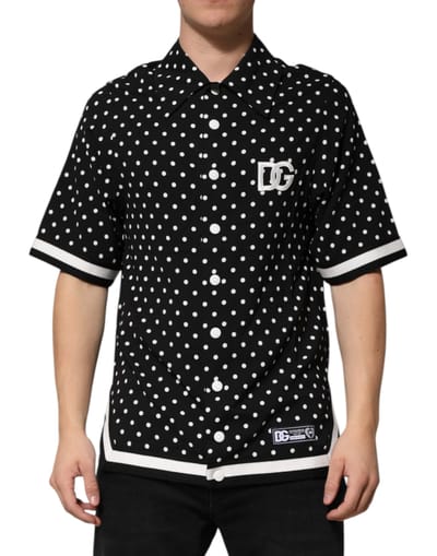 Dolce & Gabbana Zwarte Polka Dots Korte Mouwen Col Polo T-shirt