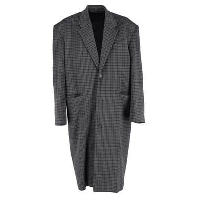 Balenciaga oversized jas met pied-de-poulepatroon in grijs polyester