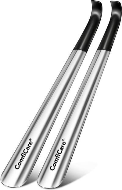 ComfiCare® schoenlepel lang 42 cm - 2 stuks - Schoenlepel metaal RVS - Zwart