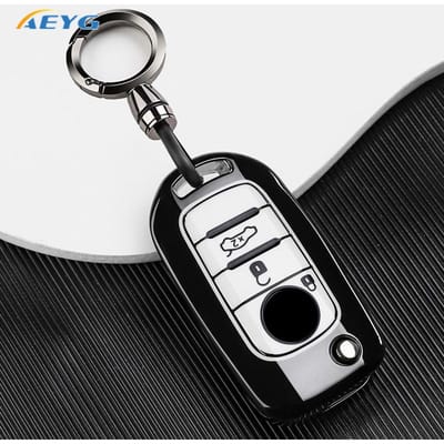 Coque Housse de Clé de Voiture Pliante en TPU Pour Fiat Tipo Toro Nuovo Freedom 500X Doblo Argo Grazie Support Protecteur Accessoires Porte-Clés black