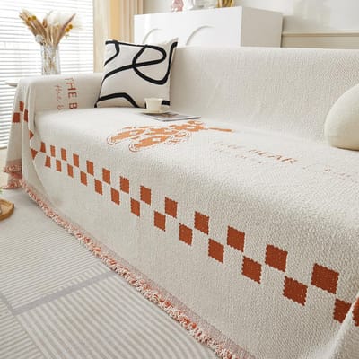 Krasbestendige bankhoes Ins-stijl bankkussen All-inclusive universele hoes Handdoek Half pluche bank Volledig bedekte deken 180X130