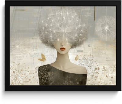 Poster in lijst - Fotolijst 40x30 cm - Posters - Pluis - Vrouw - Beige - Posterlijst zwart - Decoratie - Wanddecoratie woonkamer - Muurdecoratie slaapkamer