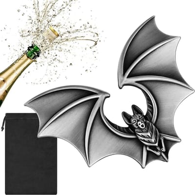 Dailygoods - Bat Bier Flesopener, Halloween Decoraties, Donker Zilveren Vleermuisopener Cadeau voor Mannen Vrouwen, Keuken Bar Accessoires, Verjaardag Thanksgiving Kerstcadeaus voor Papa, Bier Geschenken met Tas