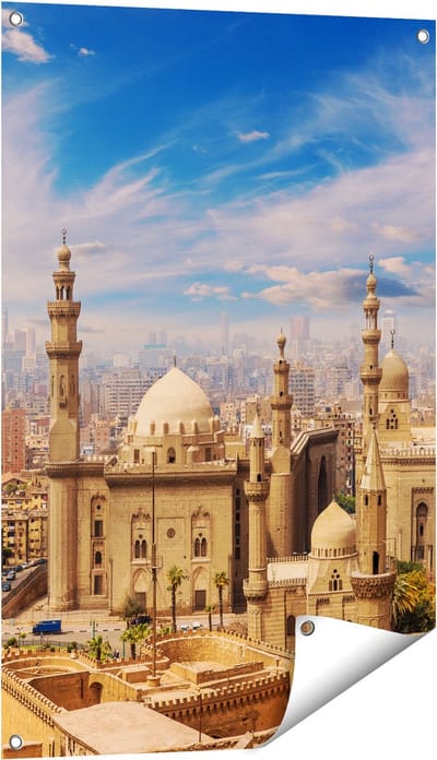 Gards Tuinposter Moskee in Cairo, Egypte - 60x90 cm - Tuindoek - Tuindecoratie - Wanddecoratie buiten - Tuinschilderij