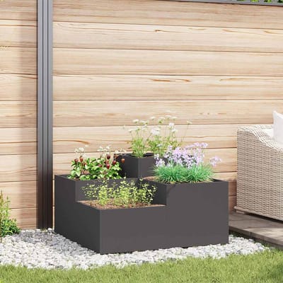 vidaXL Plantenbak Zwart 80 x 80 x 48 cm Staal