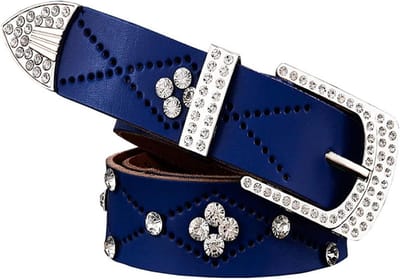 Dames Riem - Glitter Riem - Outfit Completeren - Vintage Stijl - 110 CM - Blauw