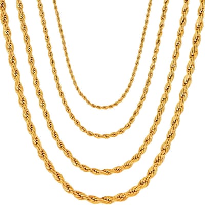 Gevlochten halsketting van 2 mm, 3 mm, 4 mm, 5 mm in roestvrij staal, sieraden voor mannen vrouwen