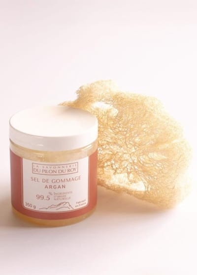 Biologische Arganolie lichaam scrubzout - verzacht de huid - bad en douche - amber en sinasappel 350g