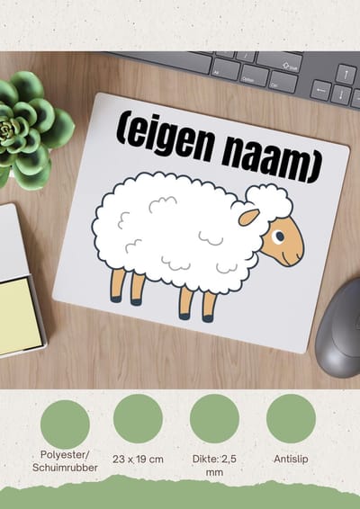 Akyol - schaap met eigen naam Muismat - Schaap - boeren/schapen liefhebbers - iemand die houdt van schapen - verjaardag - cadeau - kado - geschenk - 23 bij 19 cm