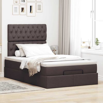 vidaXL - Ottoman - bed - met - matras - 120x200cm - stof - donkerbruin