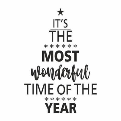 Luxe Kerstkaarten - Most Wonderful Time - 10 Stuks - 15x15cm - Met Envelop