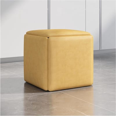 Stapelbare poef - Zitkubus voetensteun - Flexibel Zitten - 5-in-1 Ontwerp - 45 x 45 x 45 cm - Beige